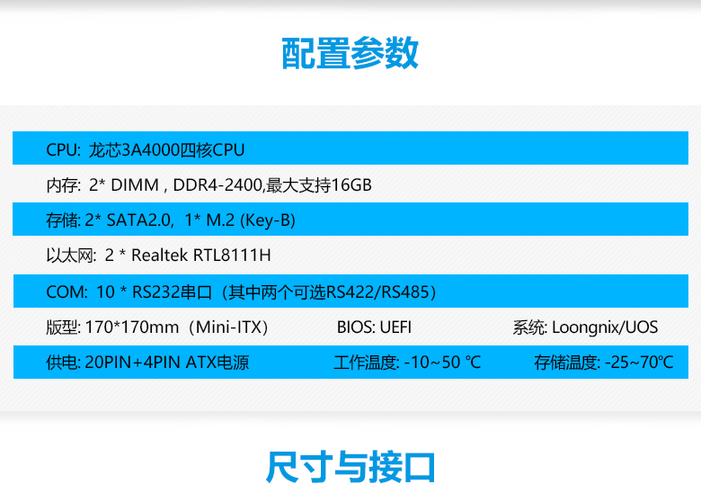 龍芯3A4000工控主板GM-M3A4(圖2)