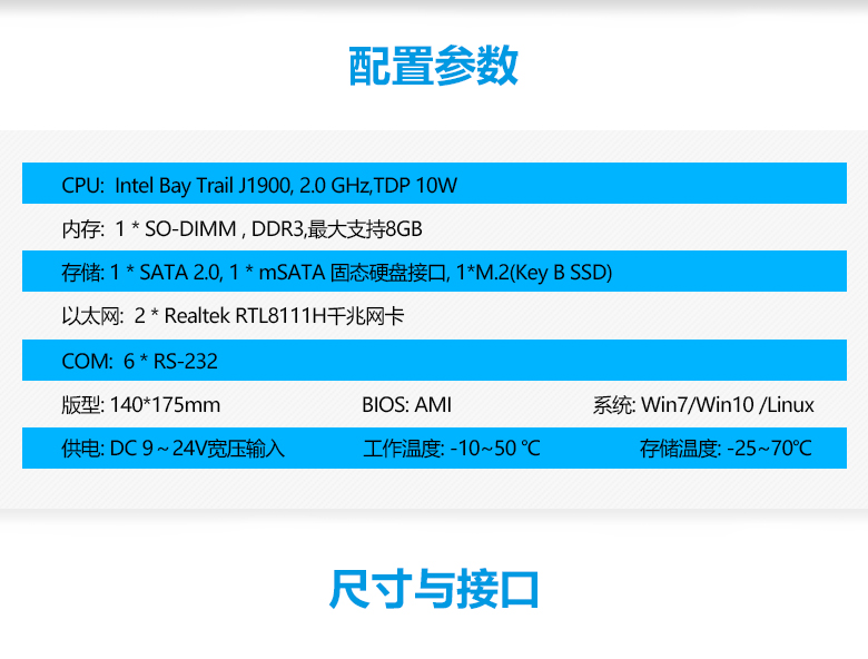 GM-B1900工控主板Bay Trail J1900 CPU(圖2)